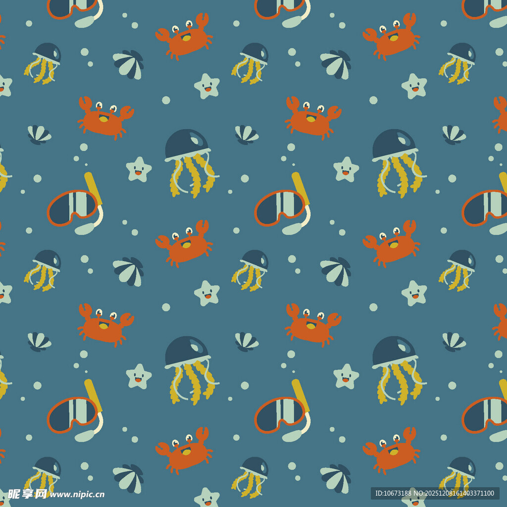 海洋风卡通图案背景