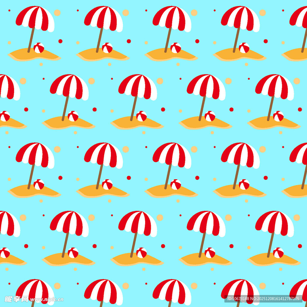 夏日海滩遮阳伞图案