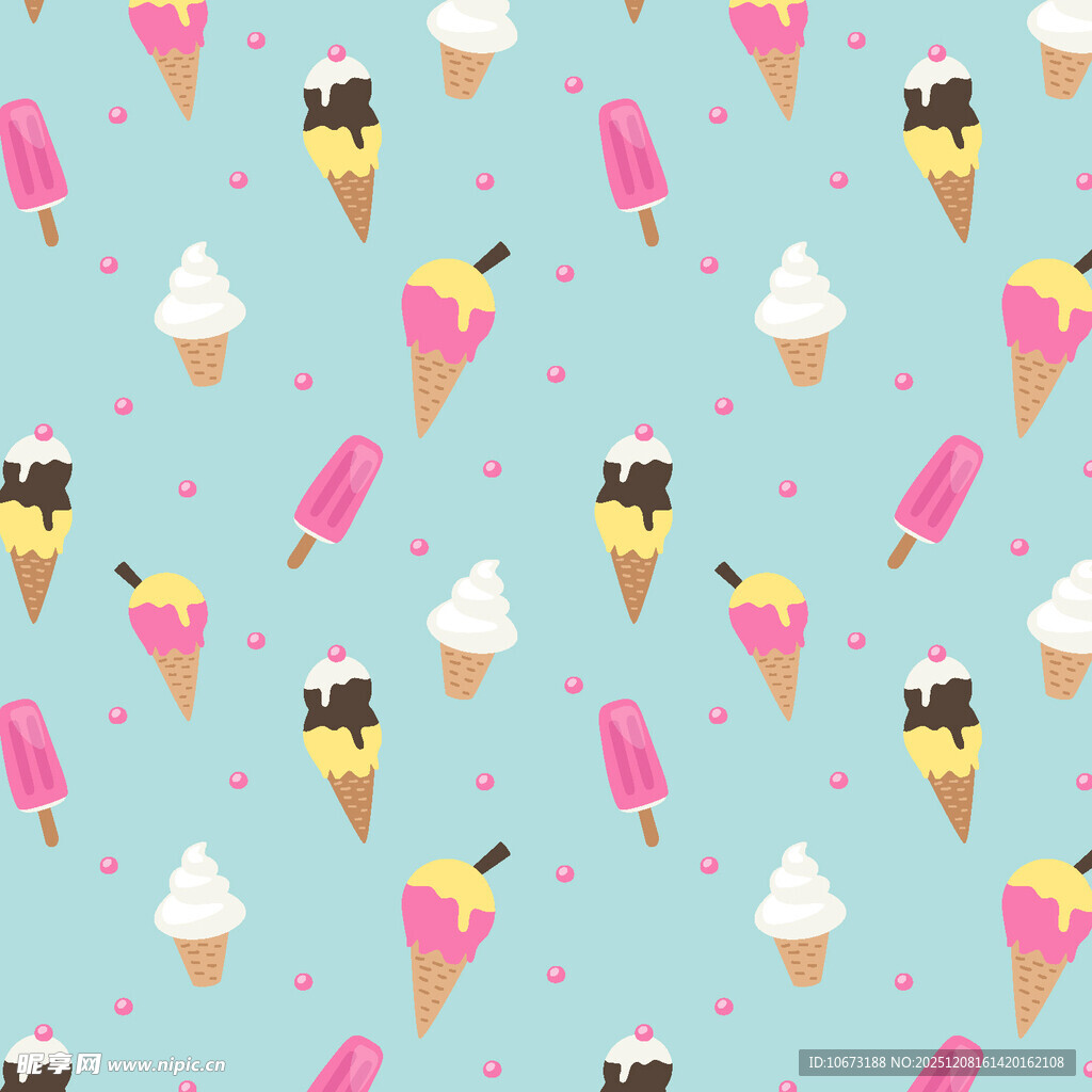 冰淇淋图案的清新背景图