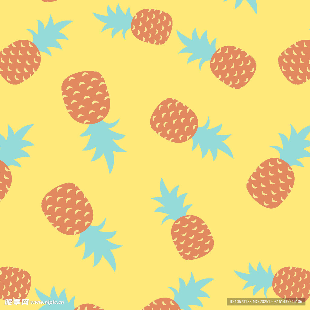 黄色背景菠萝图案纹理