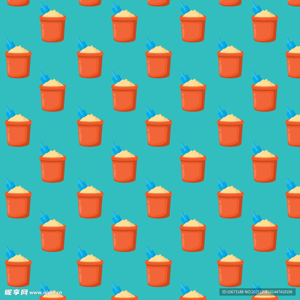 蓝色背景上的橙色罐子图案