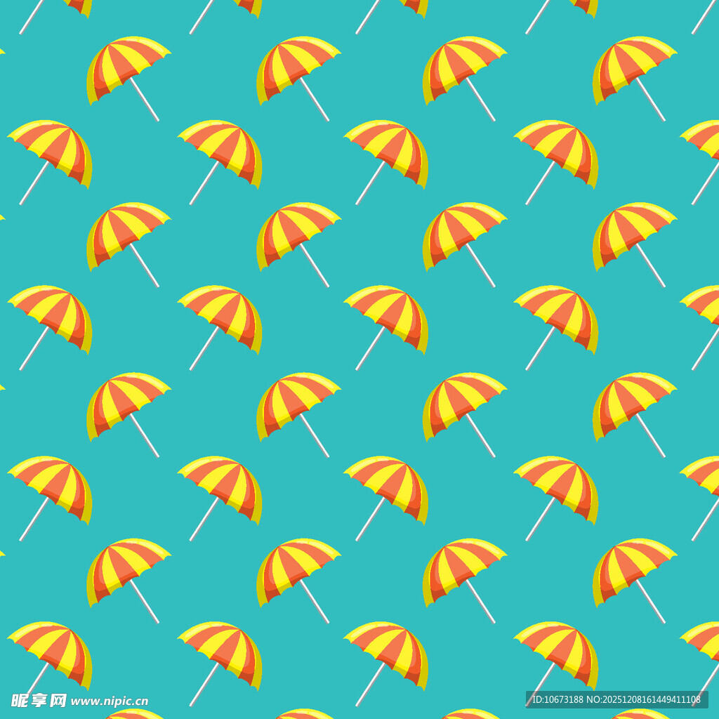 蓝色背景上的黄色遮阳伞图案