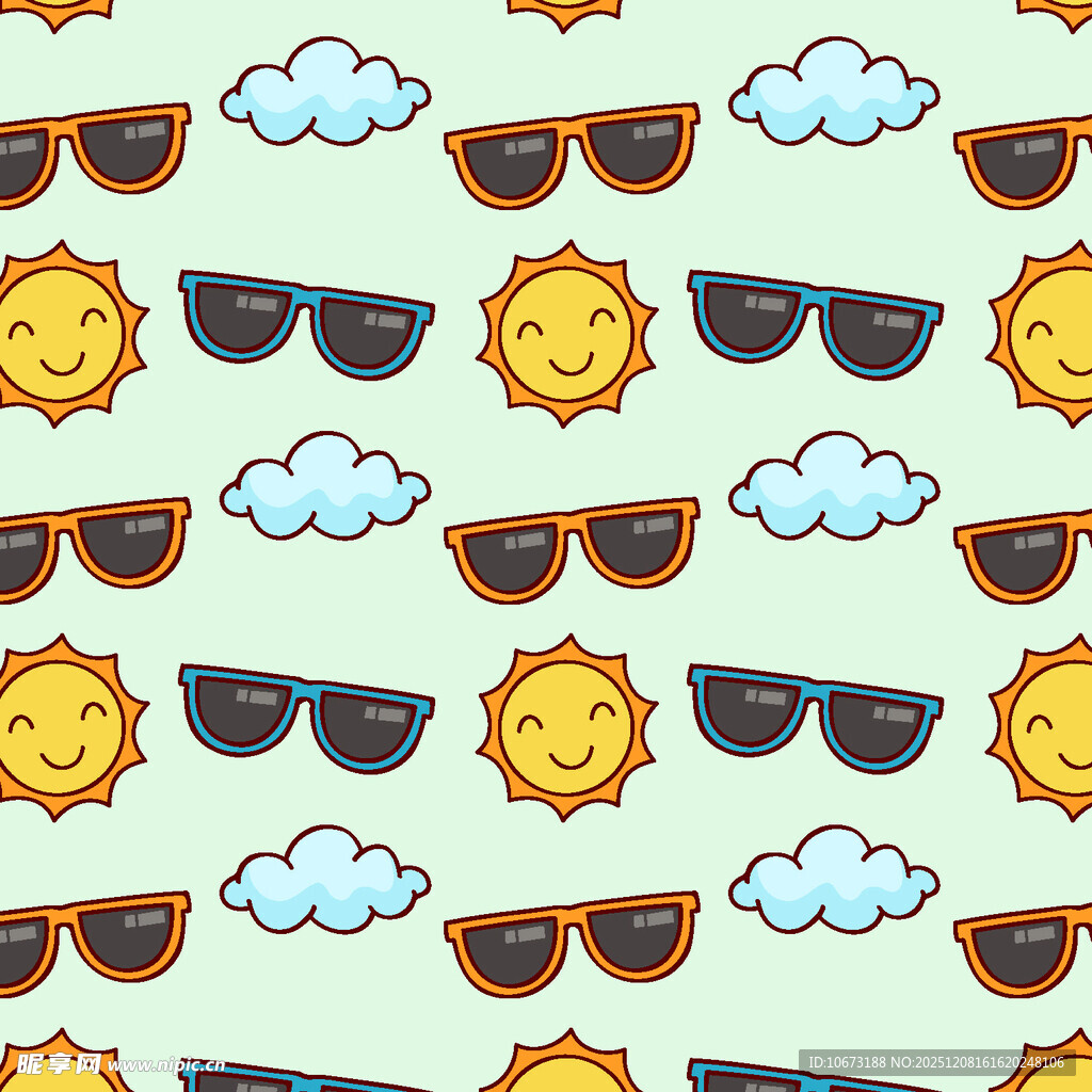 夏日太阳眼镜云朵图案