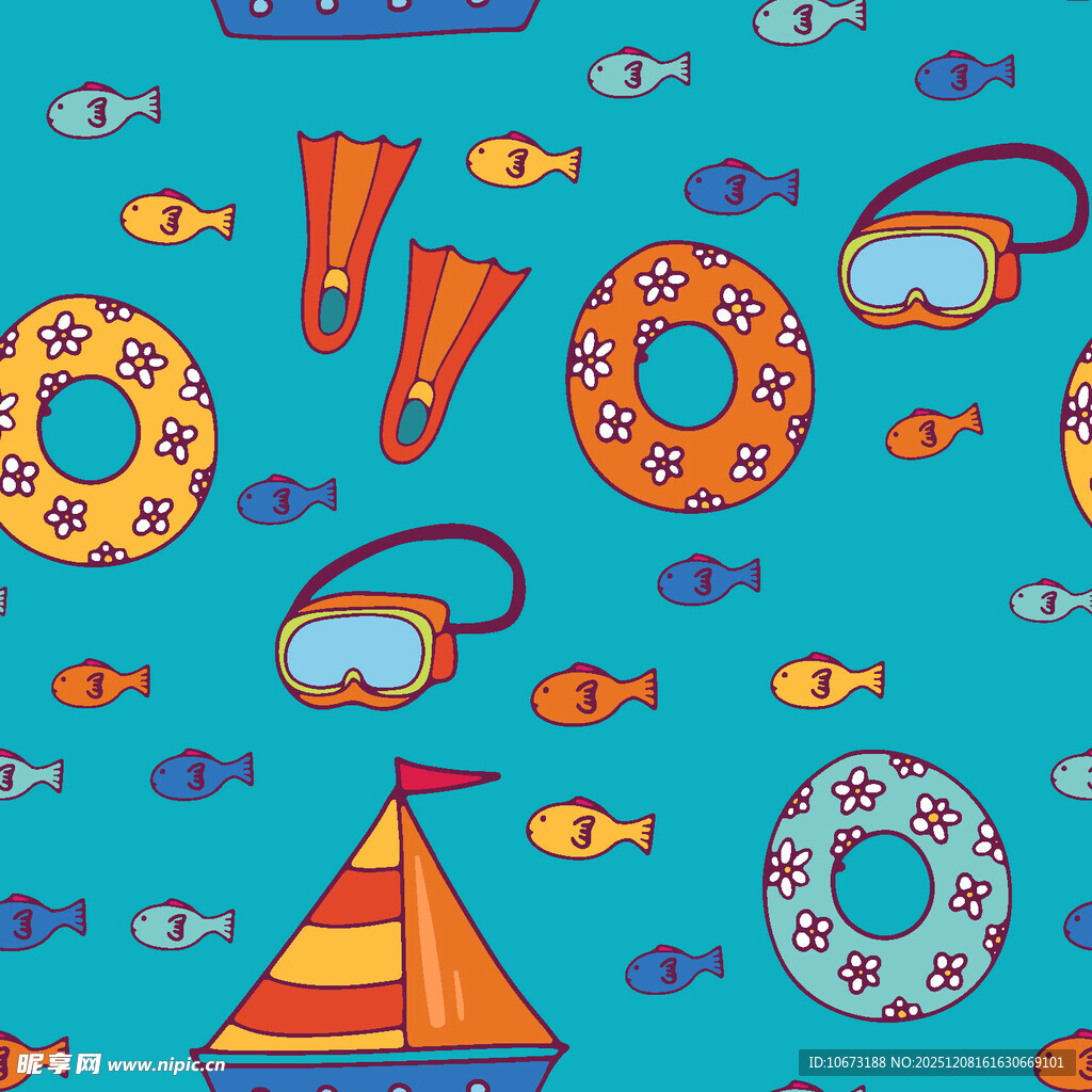 海洋主题夏日水上元素图案