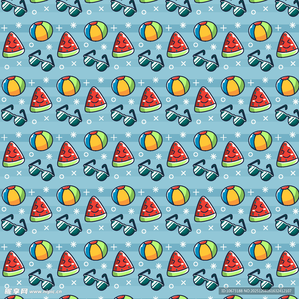 夏日水果乐器图案背景