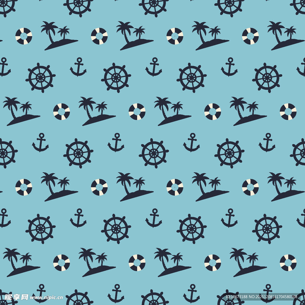 海洋元素无缝图案设计