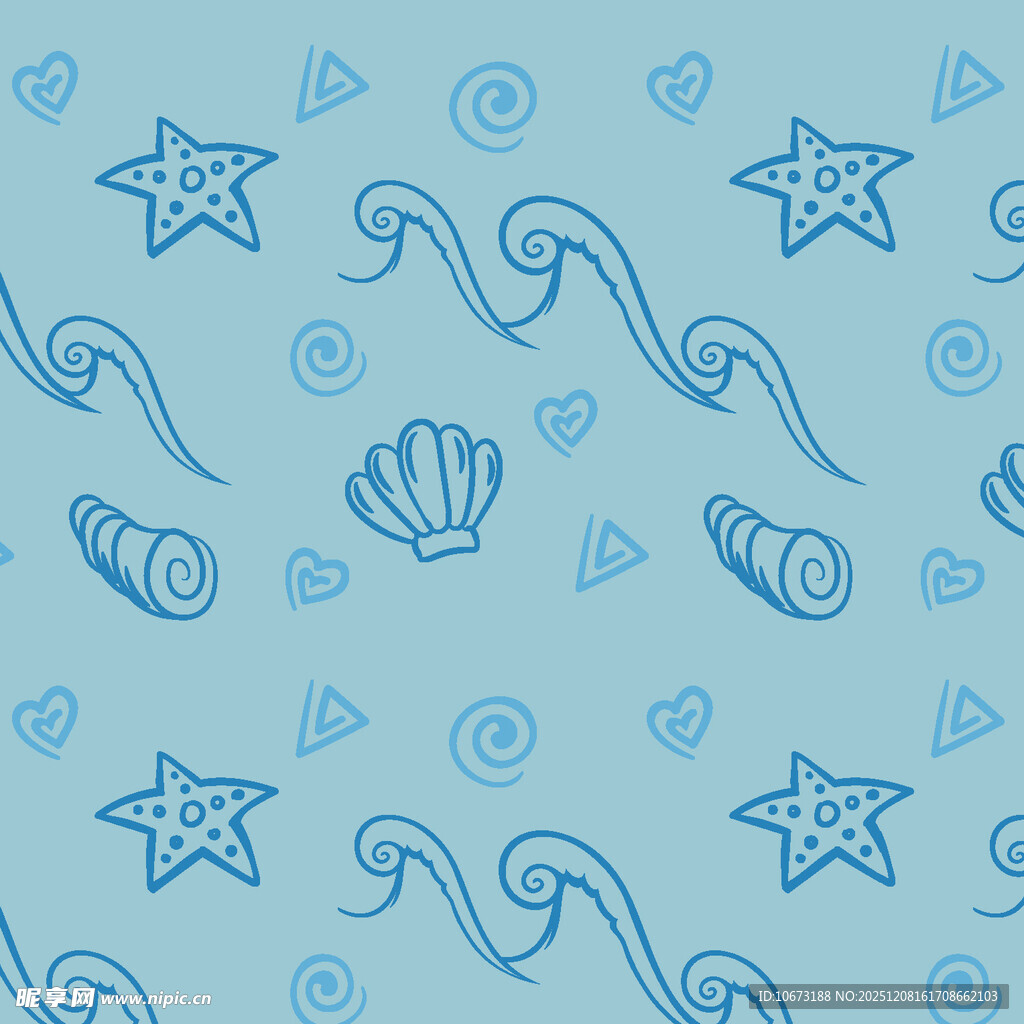 海洋元素无缝图案背景