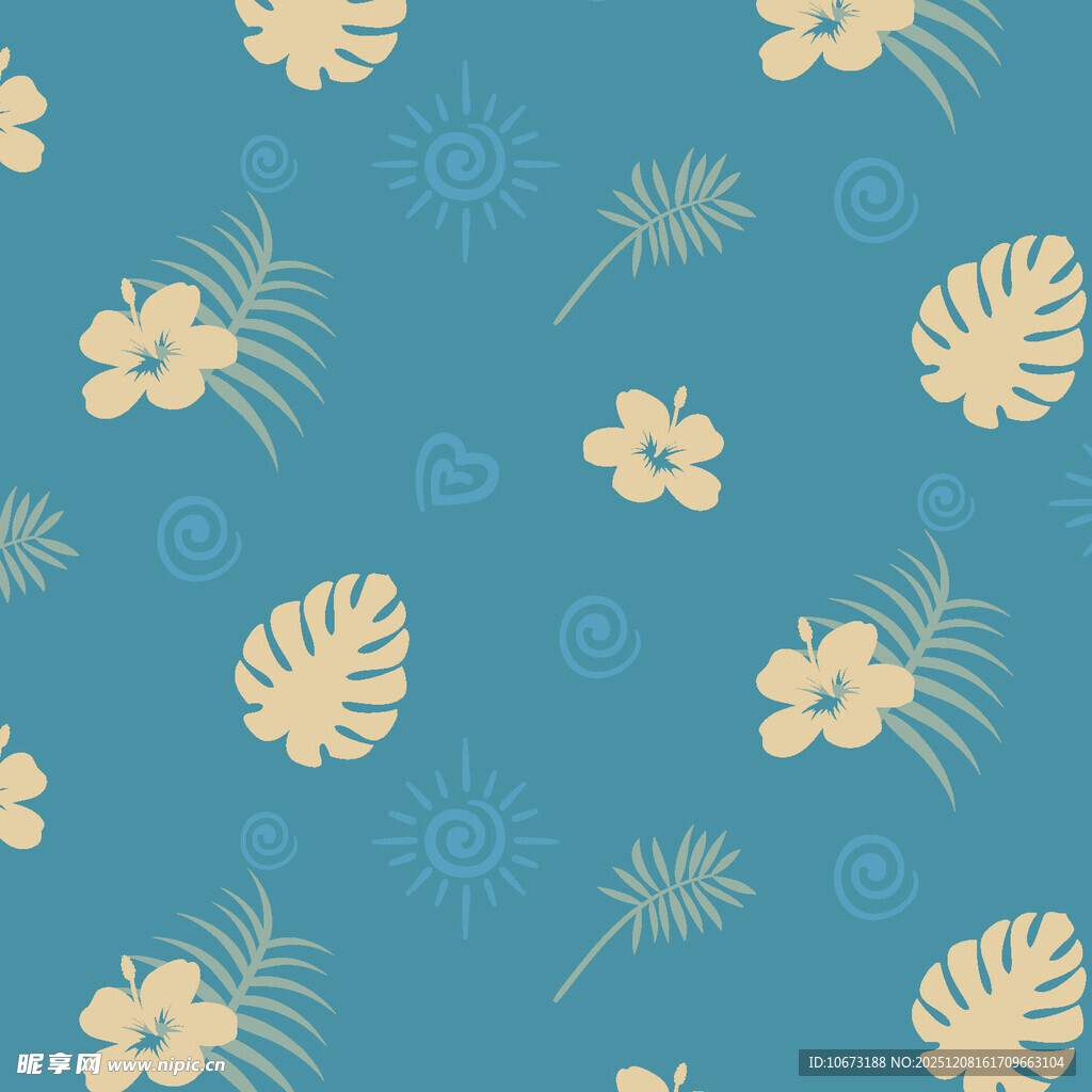 热带花卉叶子图案背景