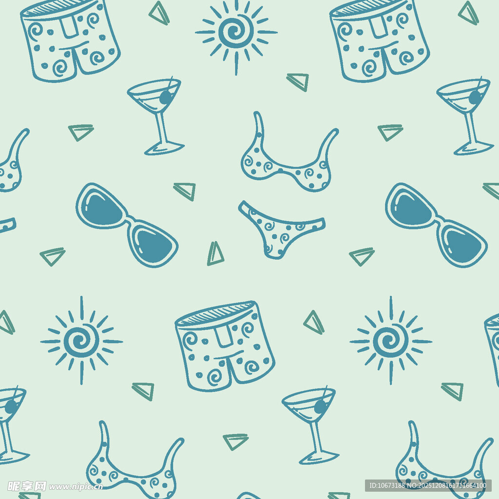 夏日海滩度假元素图案