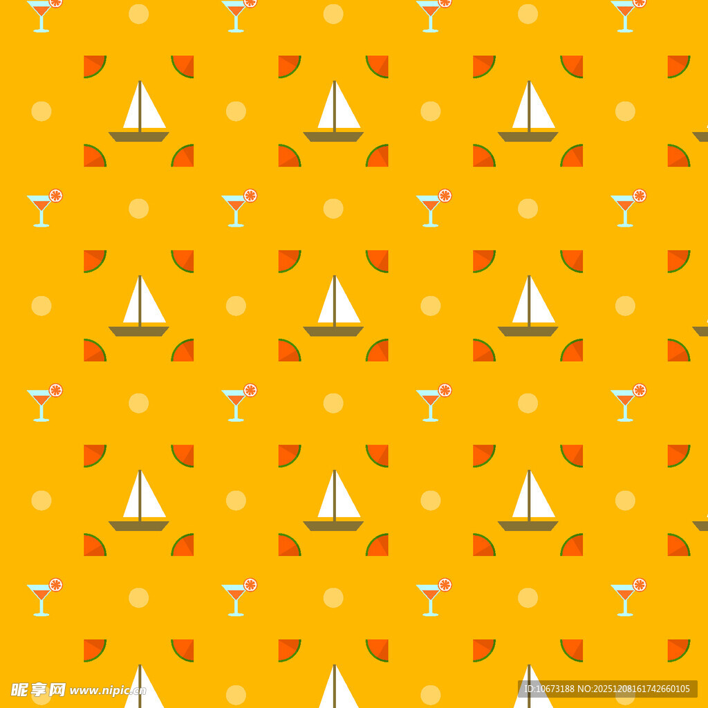 黄色背景帆船图案纹理