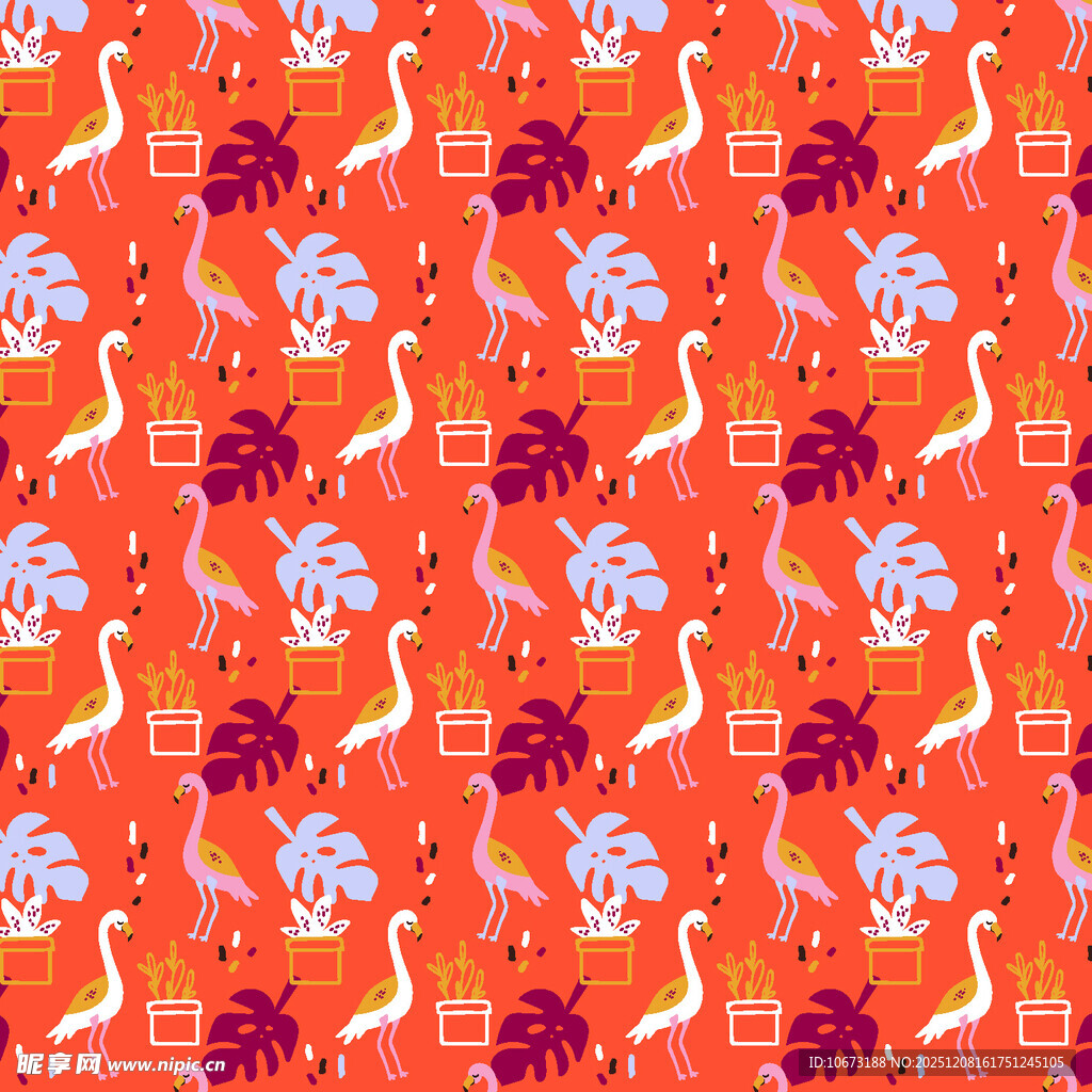 火烈鸟热带风图案背景