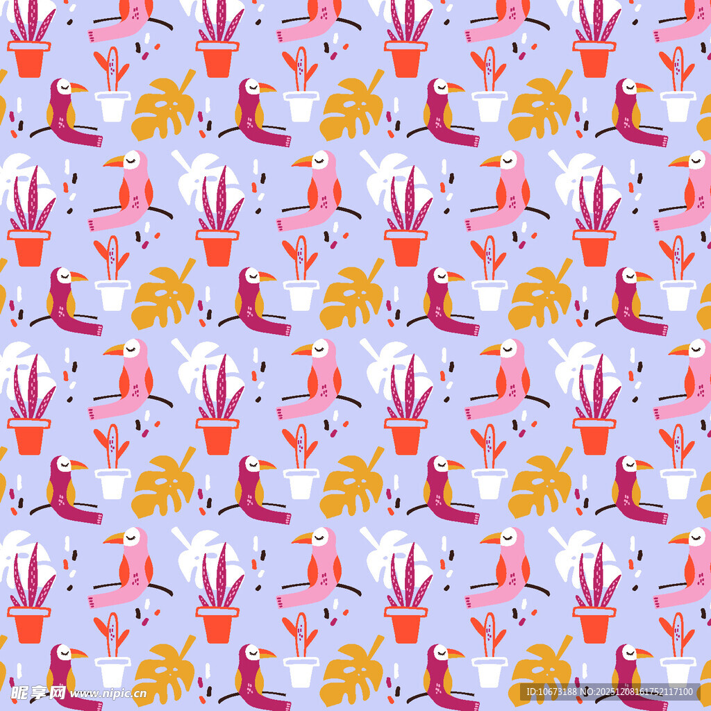 可爱动物花卉图案背景