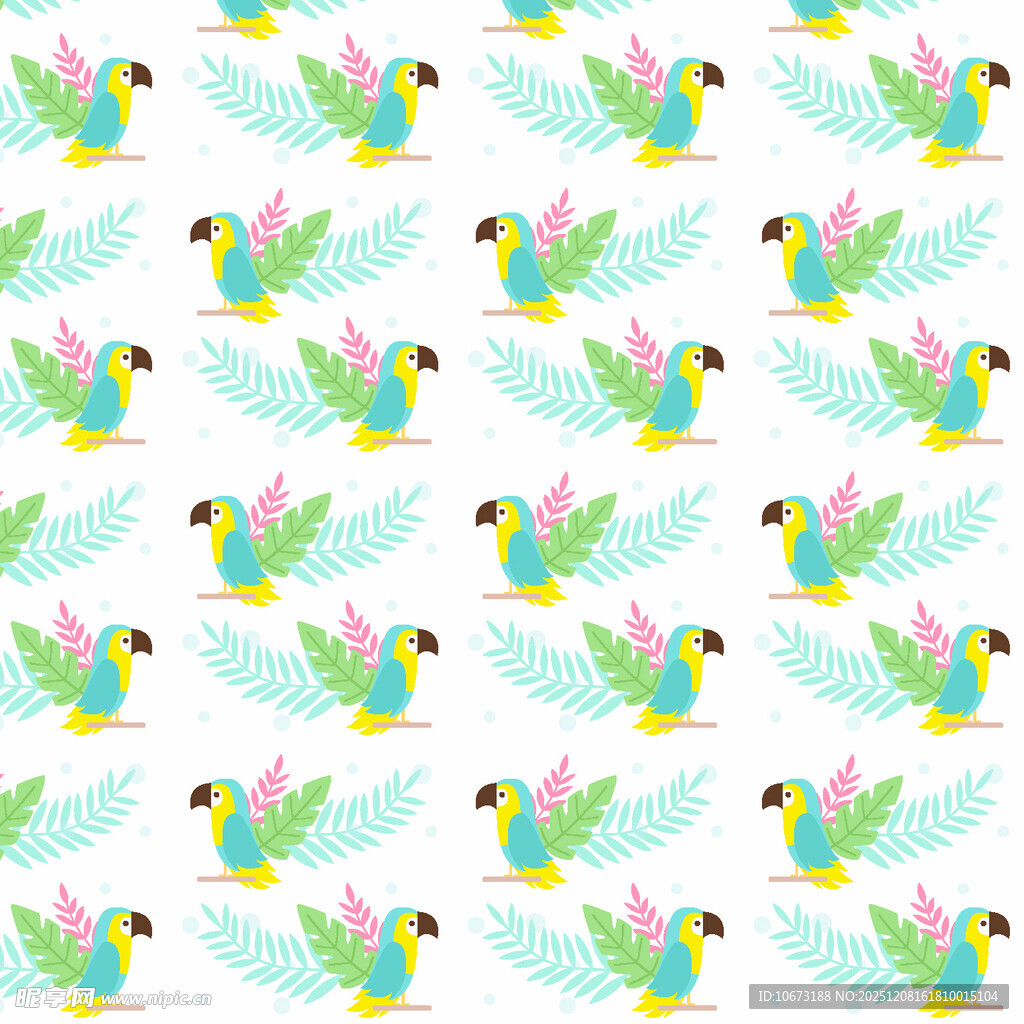 多彩鹦鹉图案背景设计