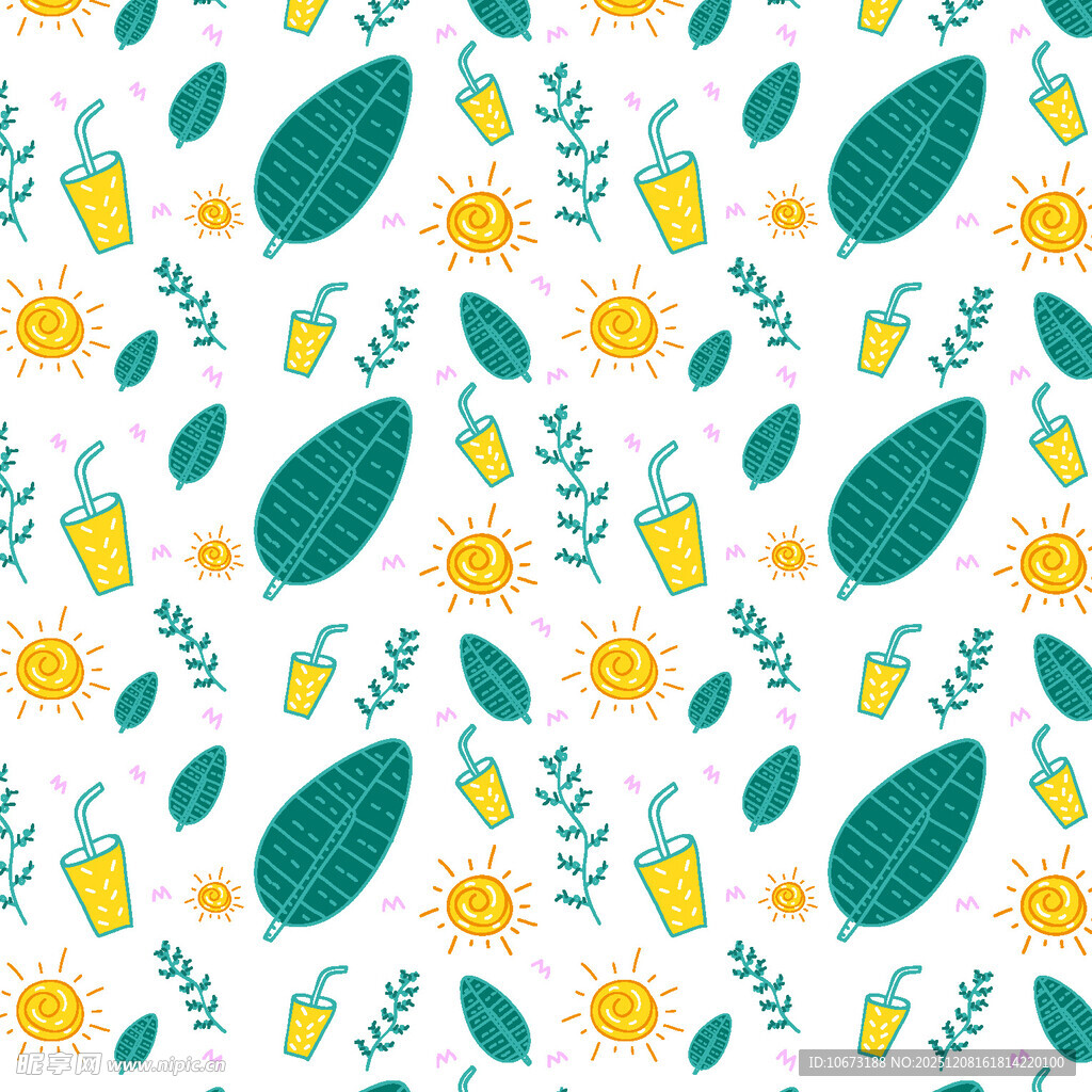 清新植物花卉无缝图案