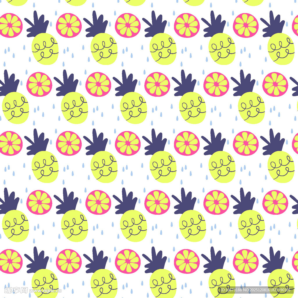 菠萝图案无缝背景纹理