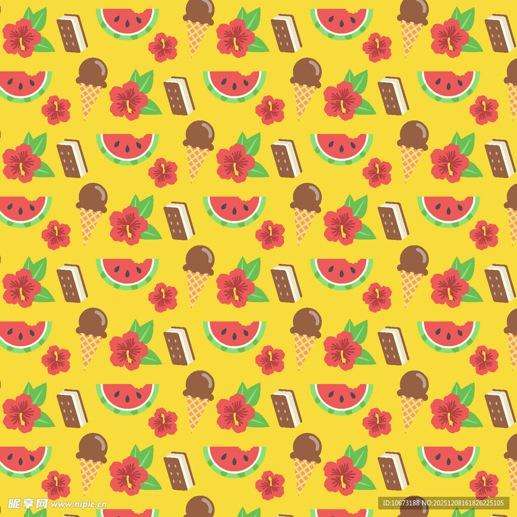 黄色背景水果图案无缝纹理