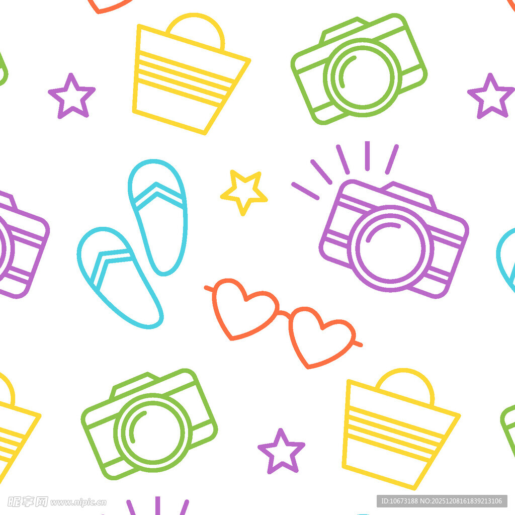 夏日旅行元素图案设计