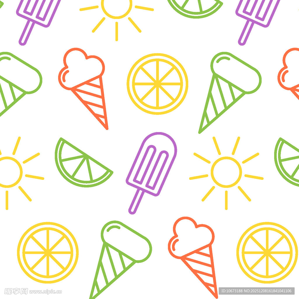 夏日清凉元素无缝图案
