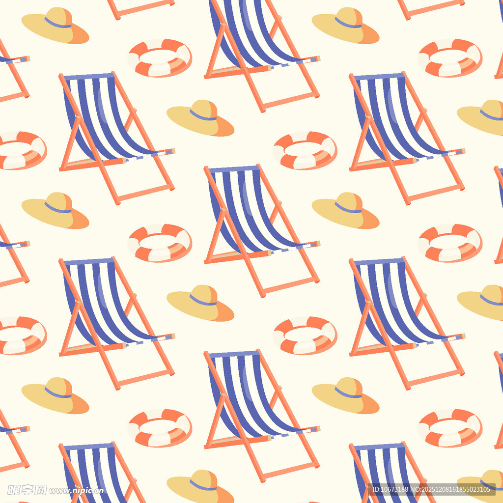 夏日海滩度假元素图案