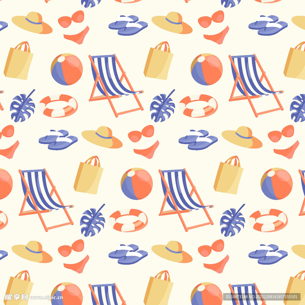 夏日海滩度假元素图案
