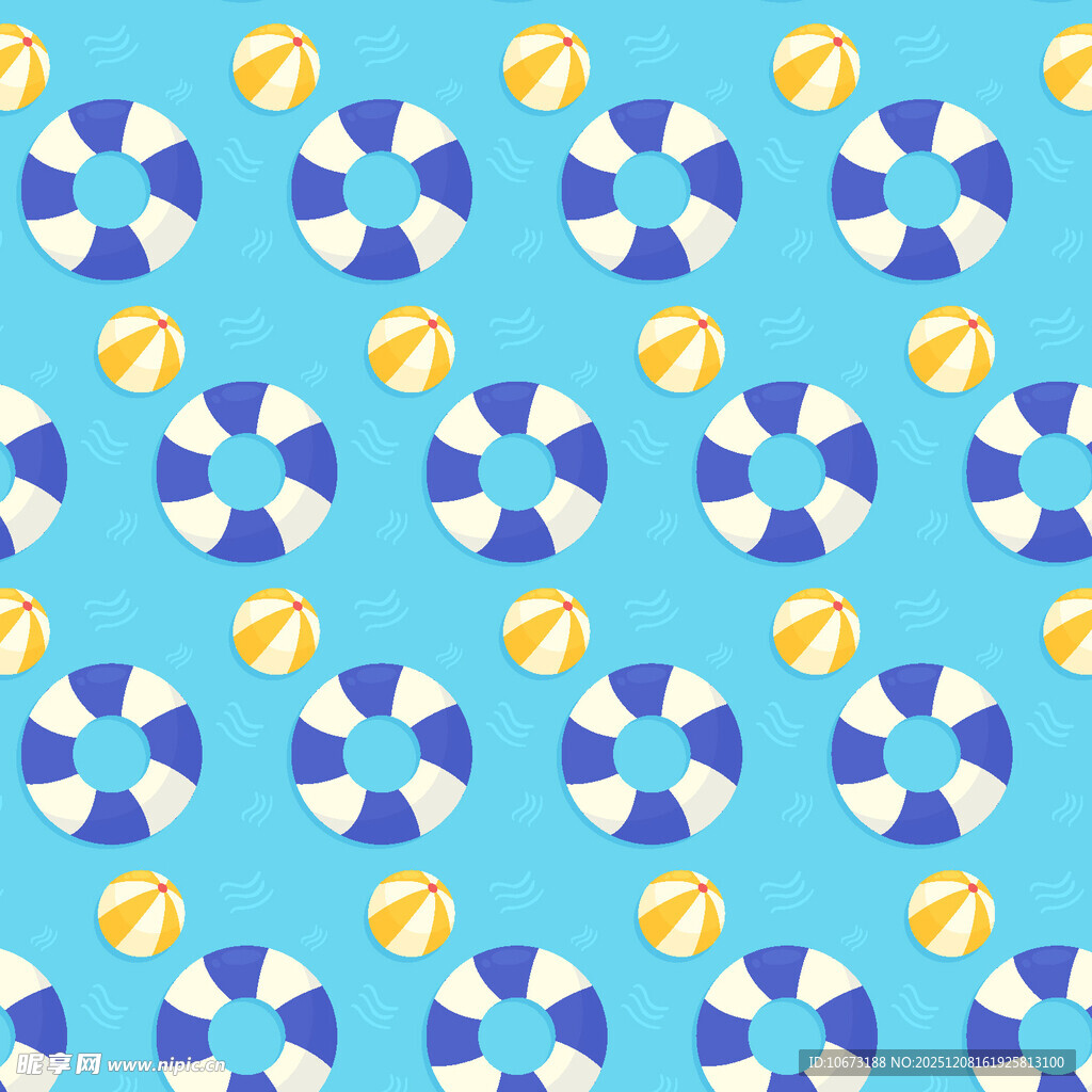 夏日泳池元素平铺图案