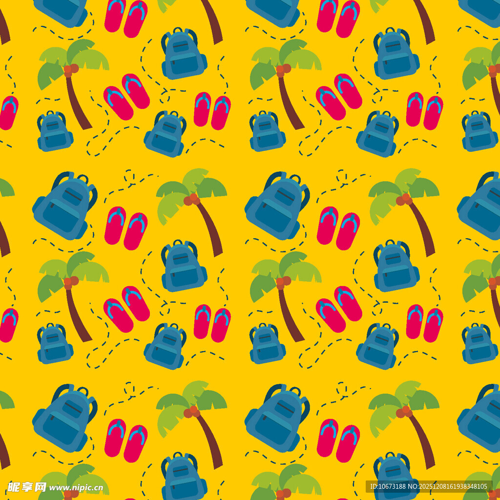 夏日度假元素无缝图案