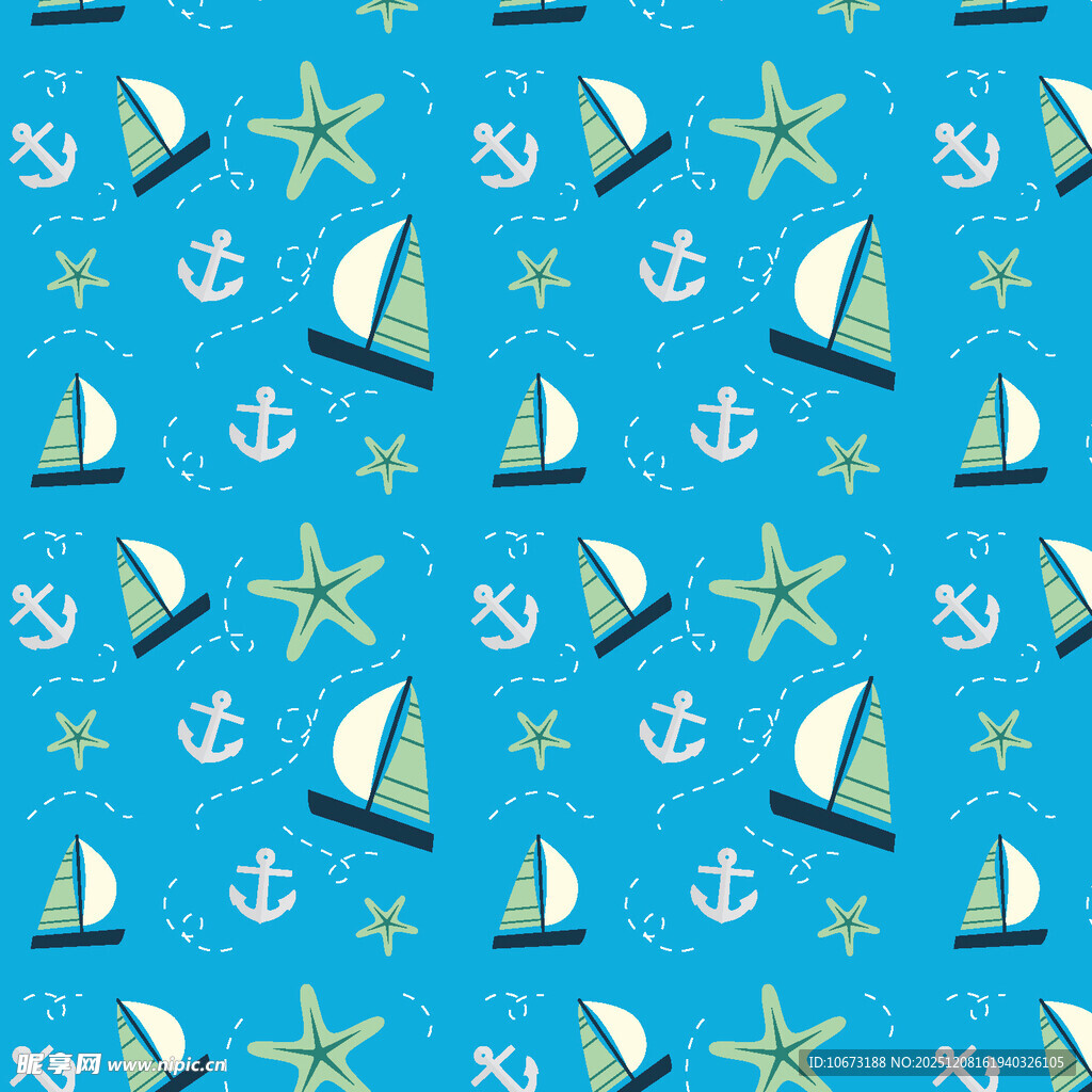 海洋风帆船锚图案背景