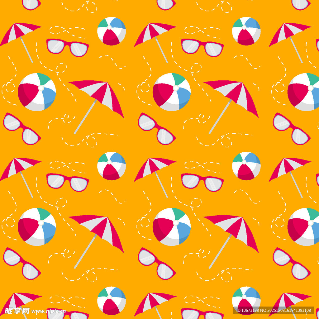 夏日沙滩元素图案背景