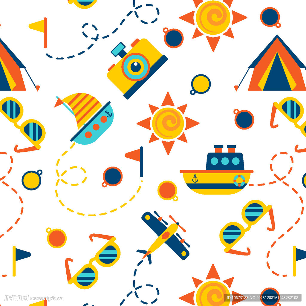 夏日海洋主题卡通图案元素