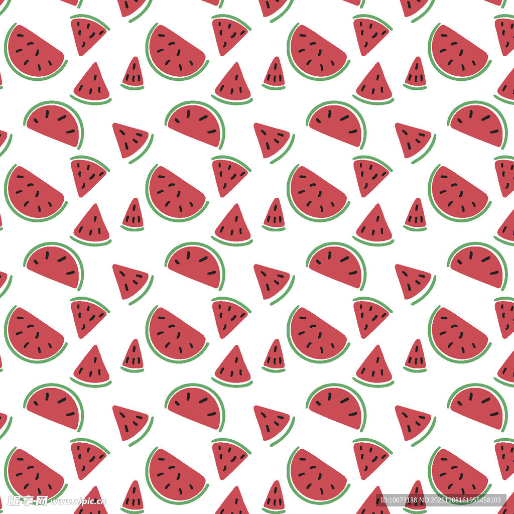 西瓜切片图案无缝背景