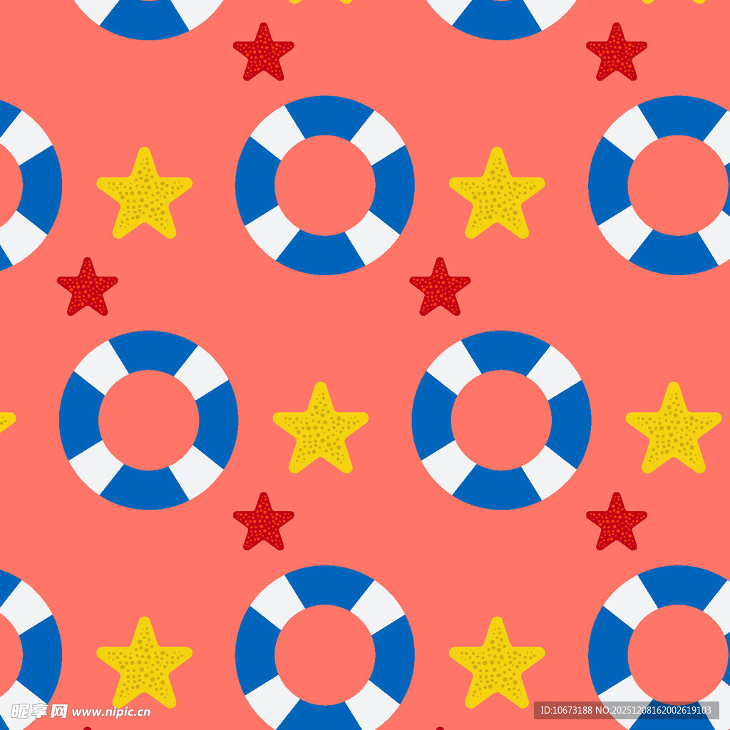 夏日救生圈星星图案背景