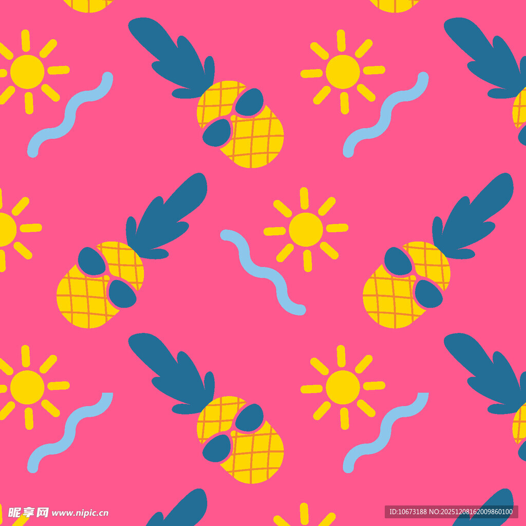 粉色背景菠萝太阳图案
