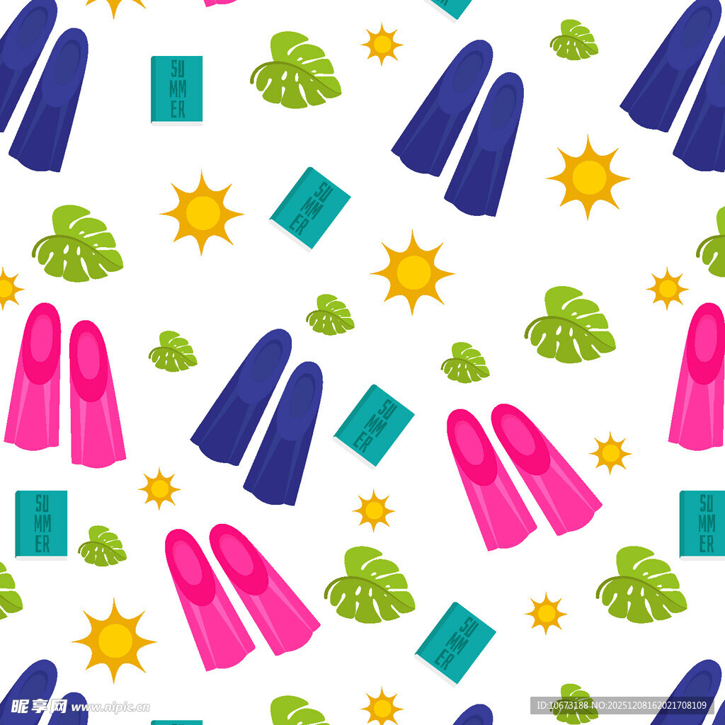 夏日海滩度假元素图案