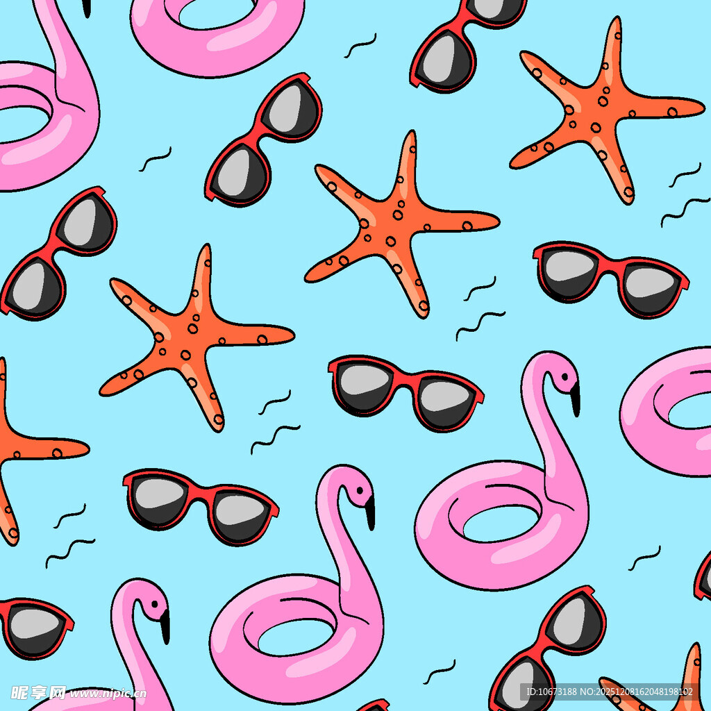 夏日海洋元素趣味图案