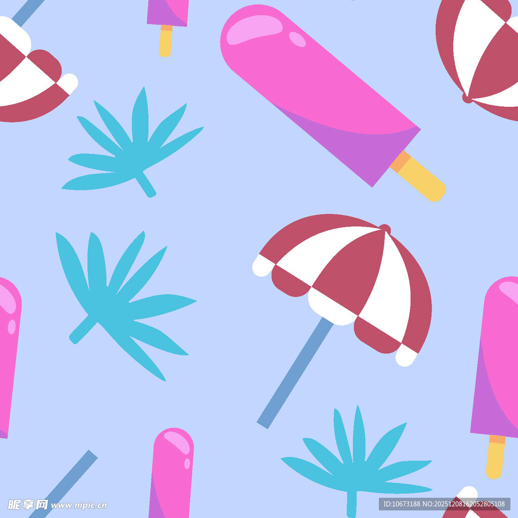 夏日清凉元素无缝图案