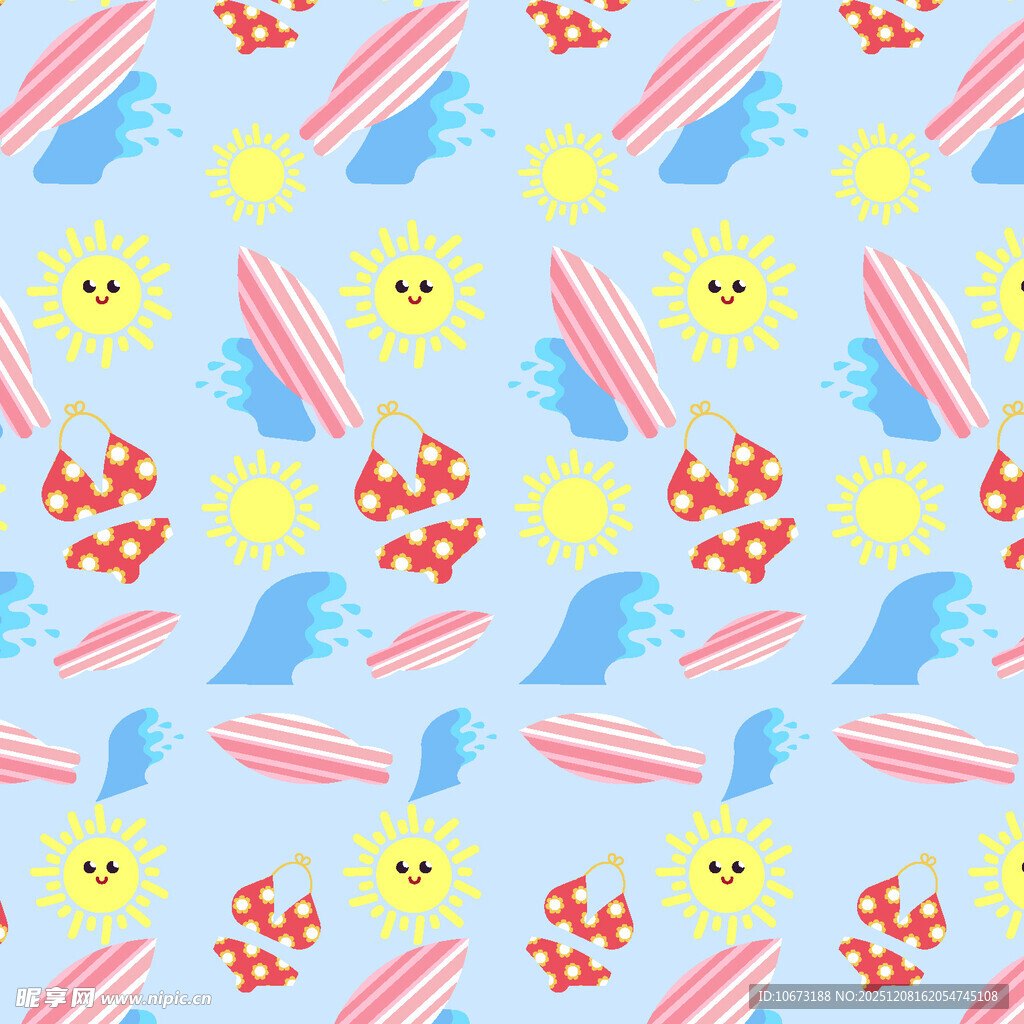 夏日海洋主题卡通图案
