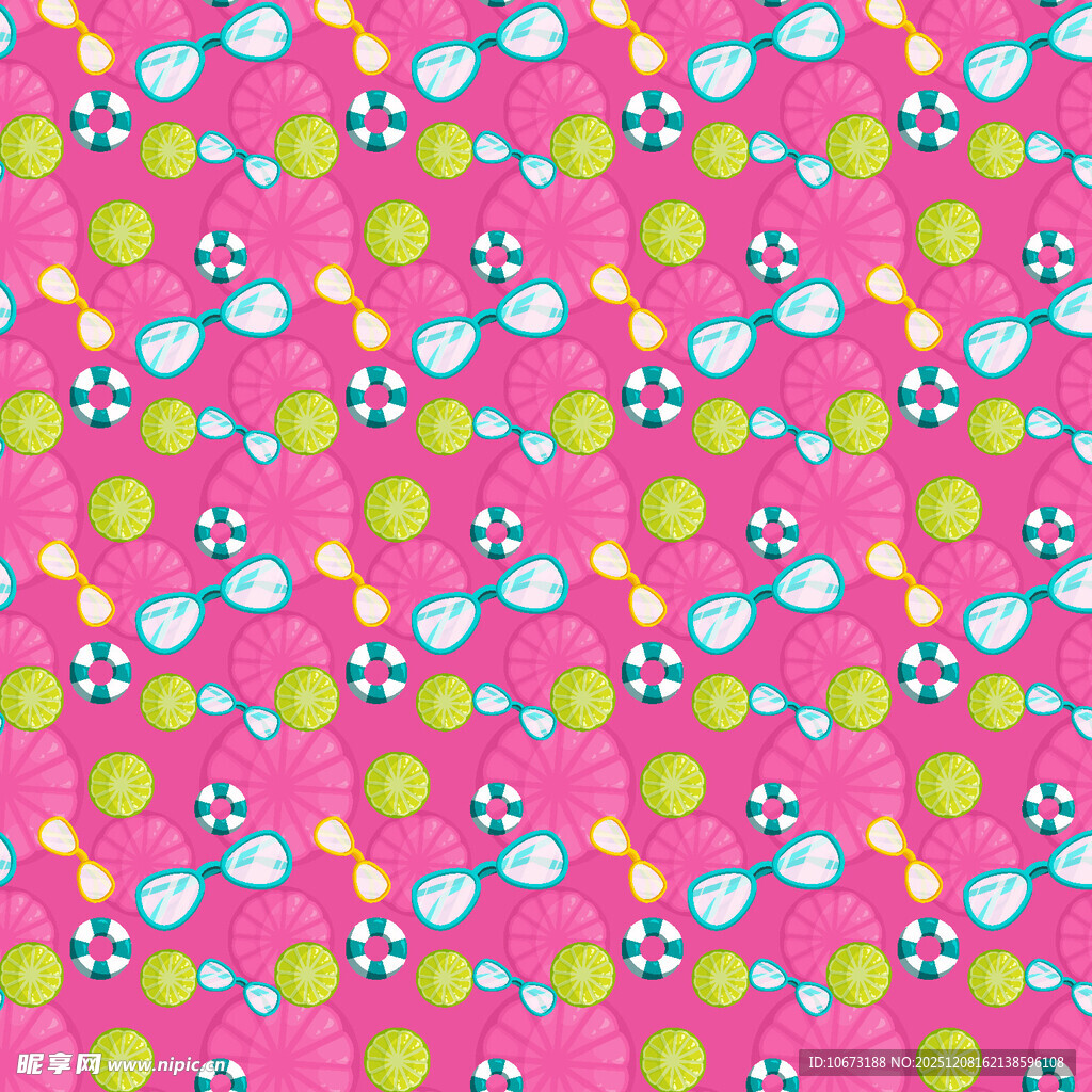 粉色底多彩图案无缝背景