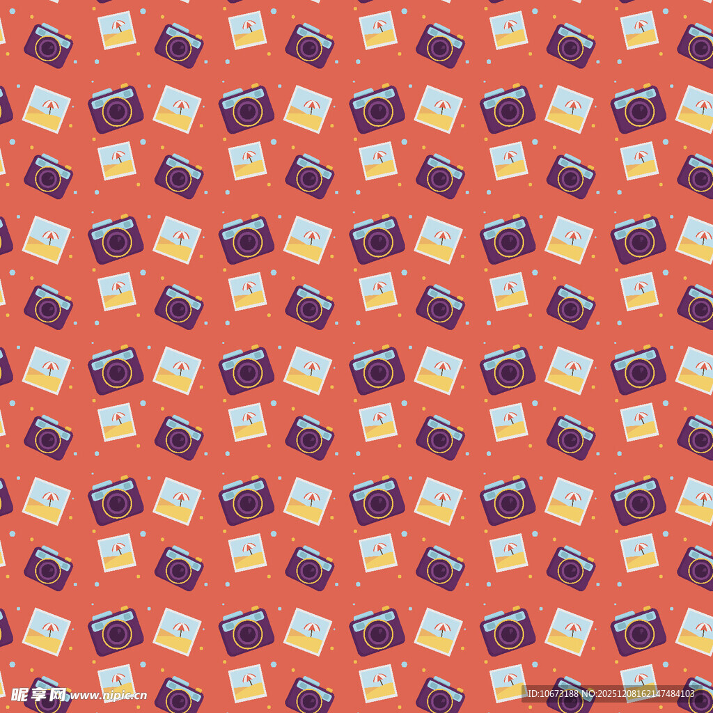 橙色背景的相机图案