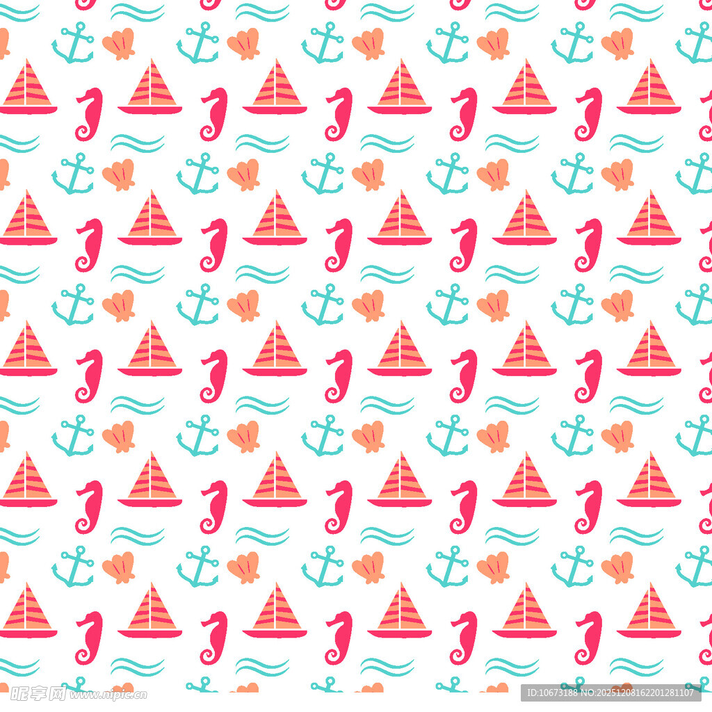 海洋风帆船锚点图案背景