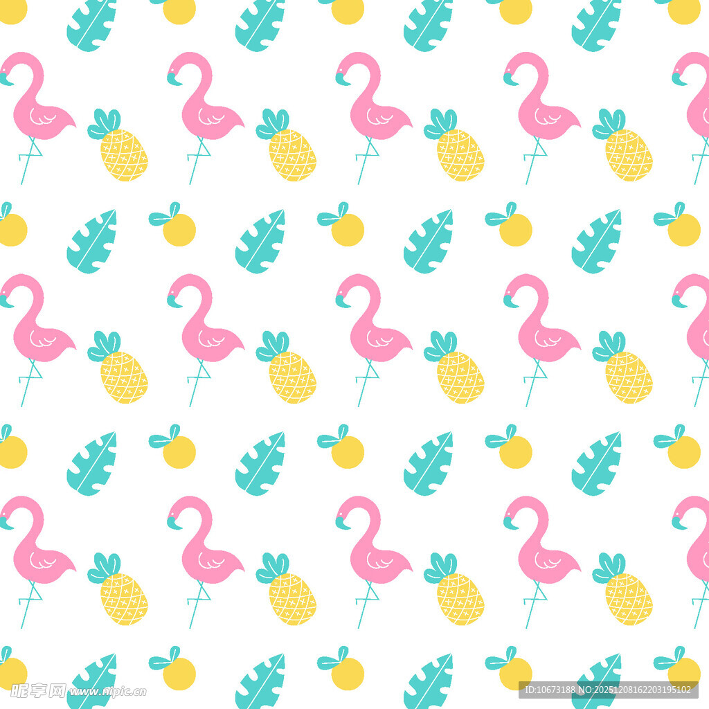 火烈鸟菠萝图案背景图