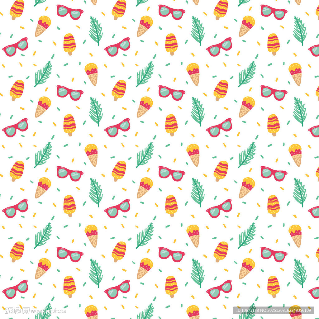 多彩眼镜树叶图案背景