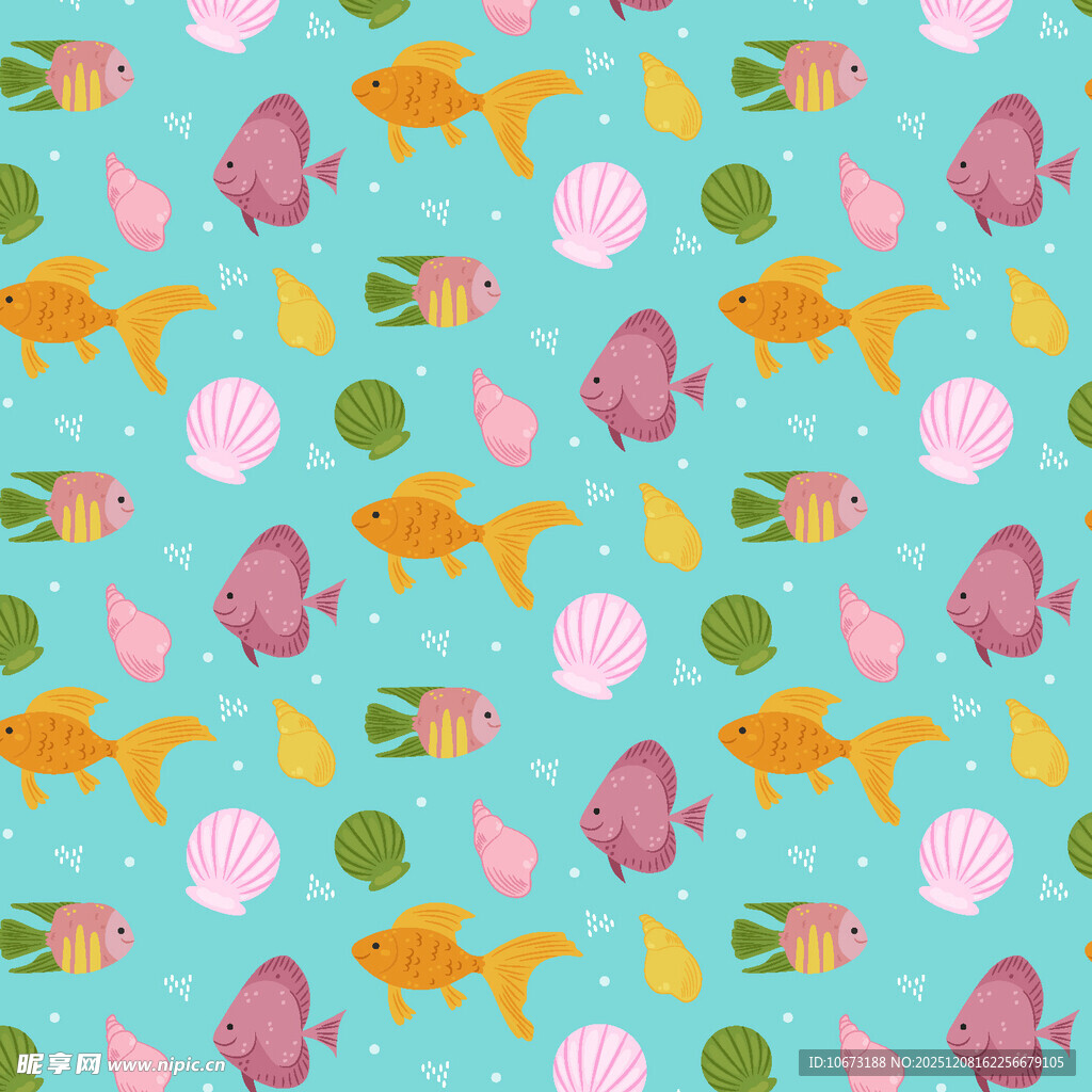 海洋生物图案的清新背景