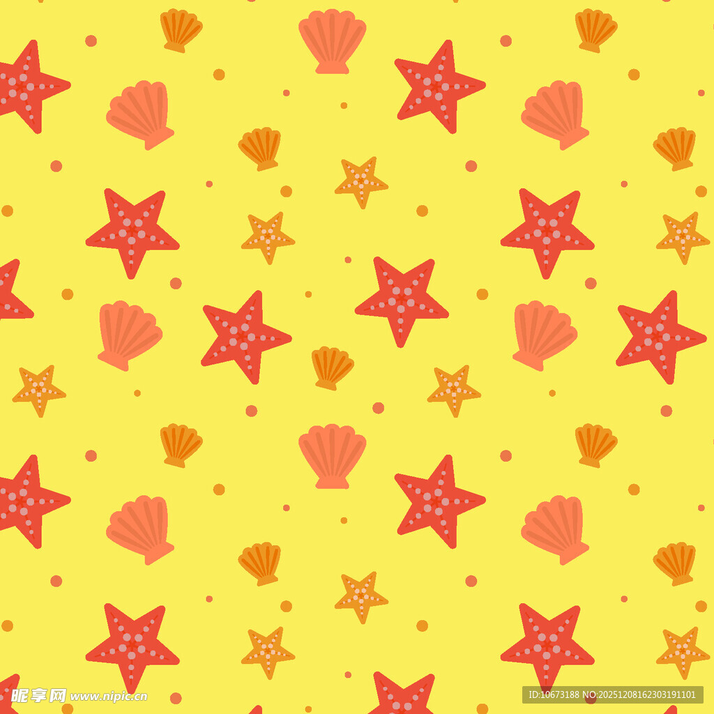 海星贝壳黄色背景图案