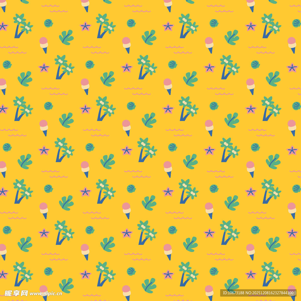 黄色背景仙人掌图案纹理