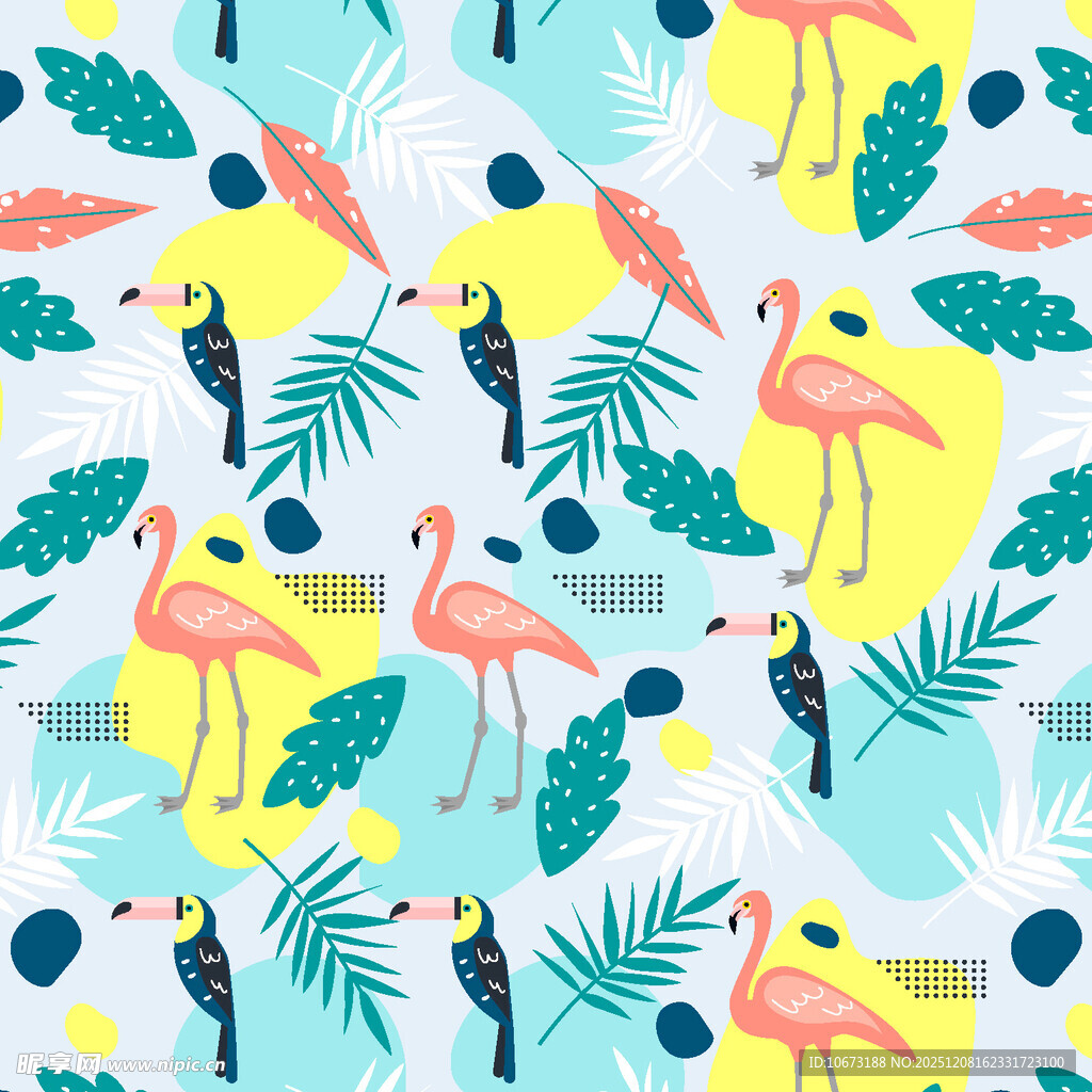 热带风情火烈鸟图案设计