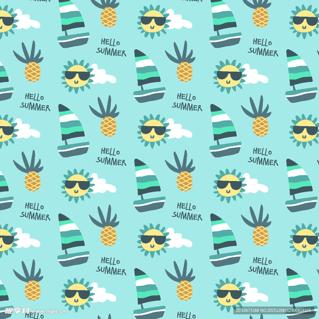 清新菠萝图案背景纹理