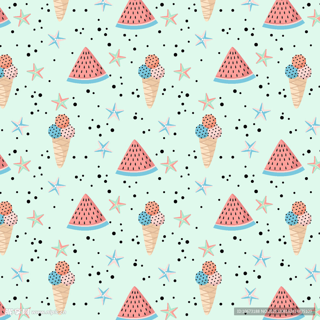 夏日水果冰淇淋图案背景