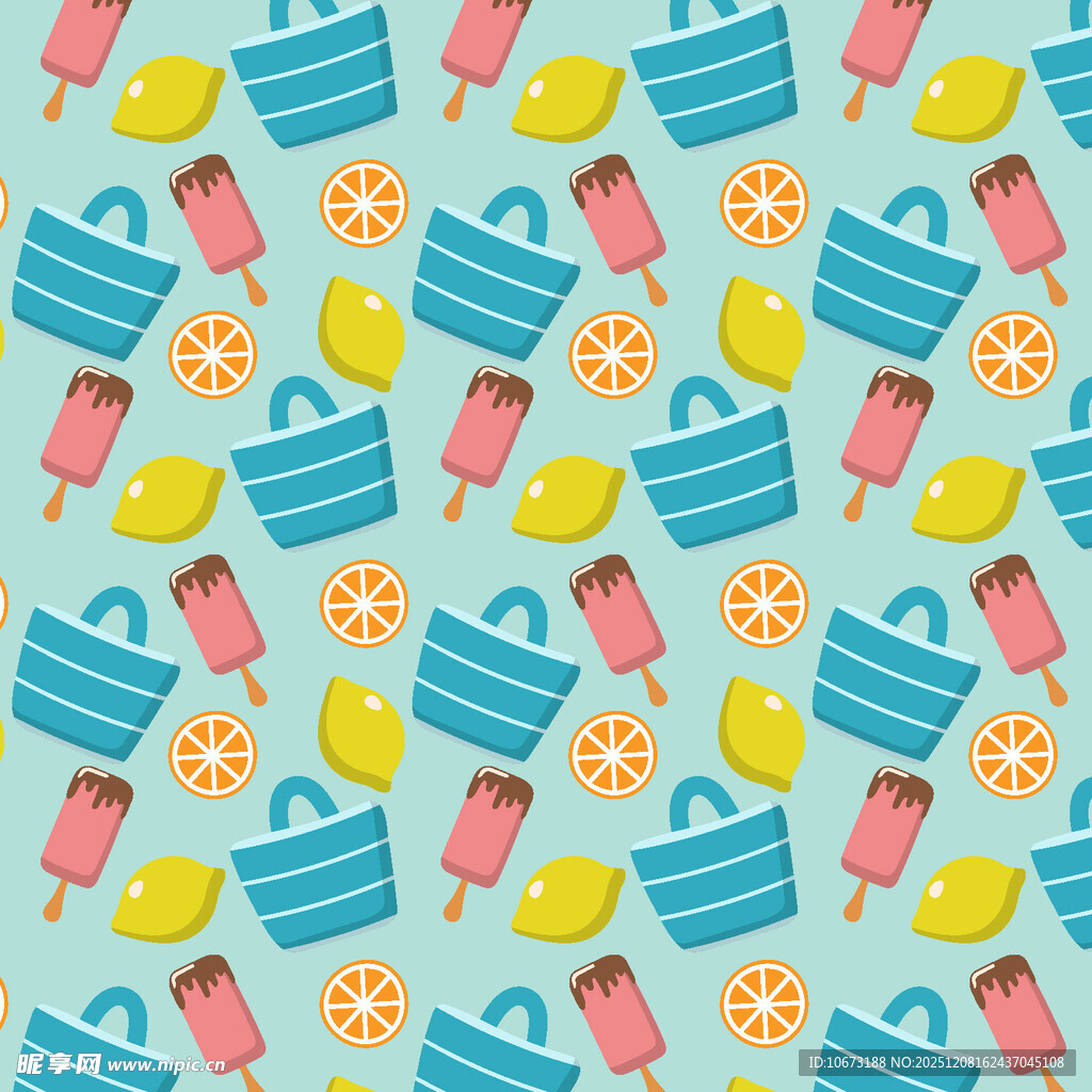 夏日清凉元素无缝图案