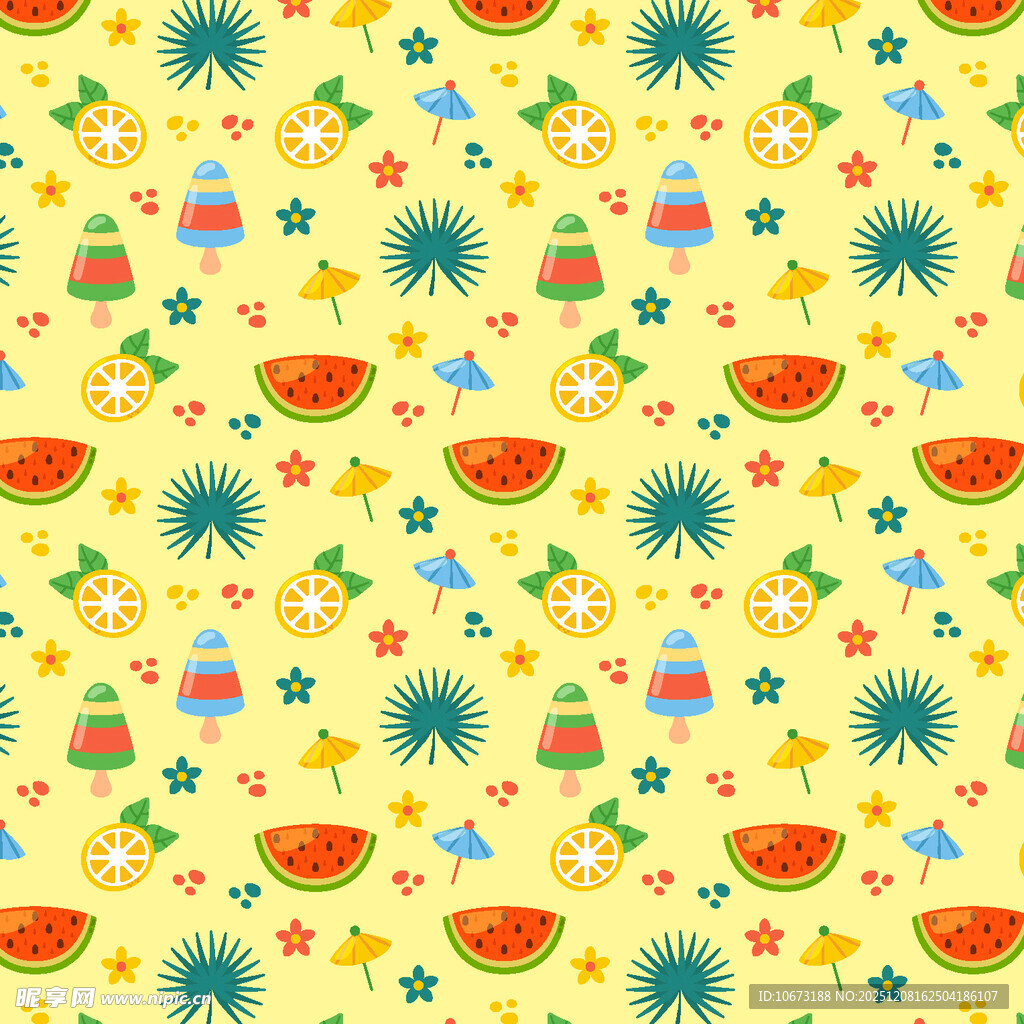 夏日水果花卉图案背景
