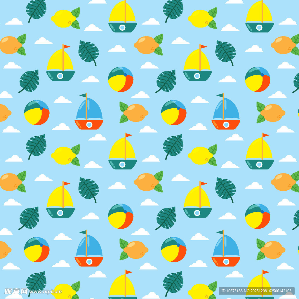 帆船图案的清新背景设计